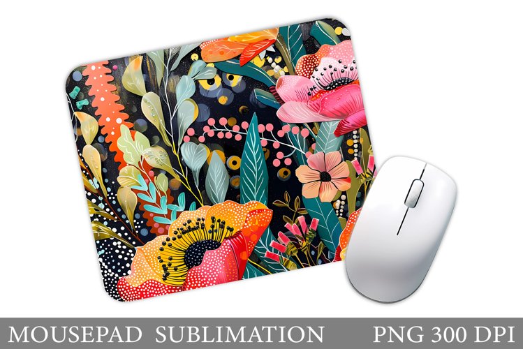 Flowers Mouse Pad Sublimation. Floral Mouse Pad Design example image 1