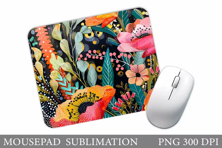 Flowers Mouse Pad Sublimation. Floral Mouse Pad Design