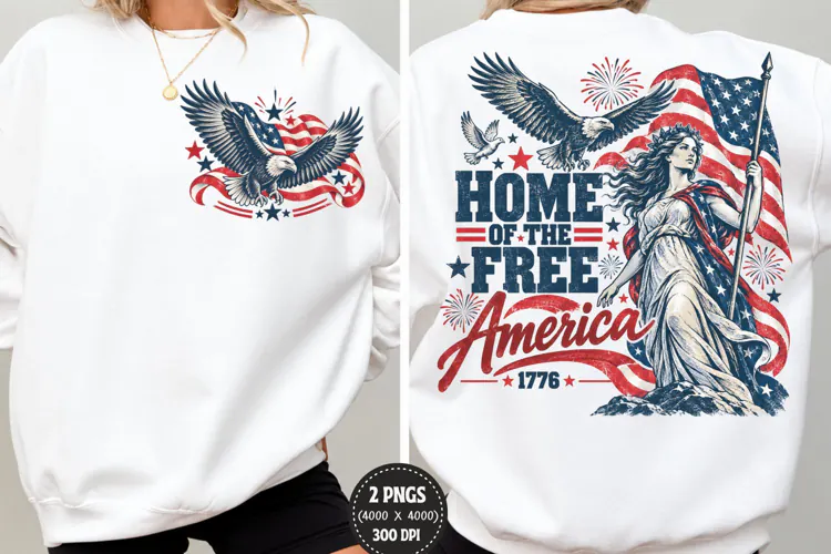 Home Of The Free Front Back Eagle PNG, Patriotic Eagle Chest