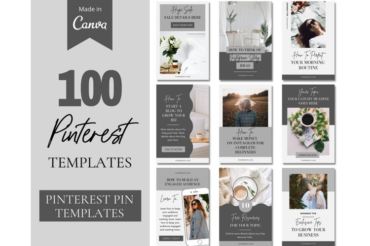 100 Pinterest Pin Template, Pinterest Templates For Canva