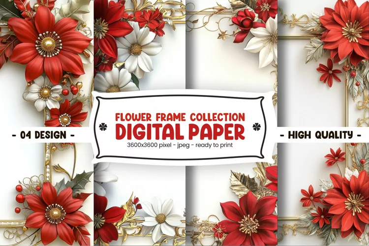 Flower frame collection digital paper