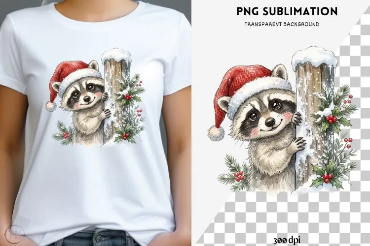 Christmas peeking character png design for T-shirts