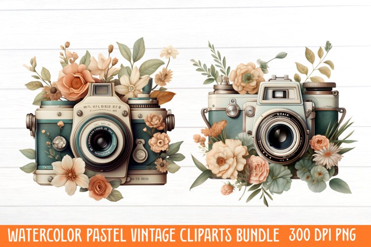 Watercolor Pastel Vintage Clipart