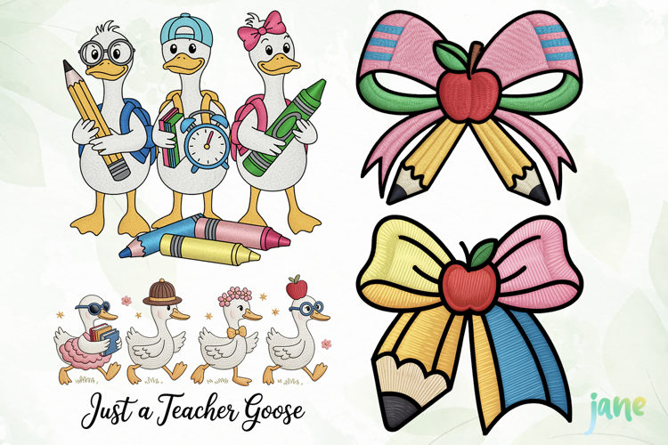 Teacher Embroidery Clipart Sublimation