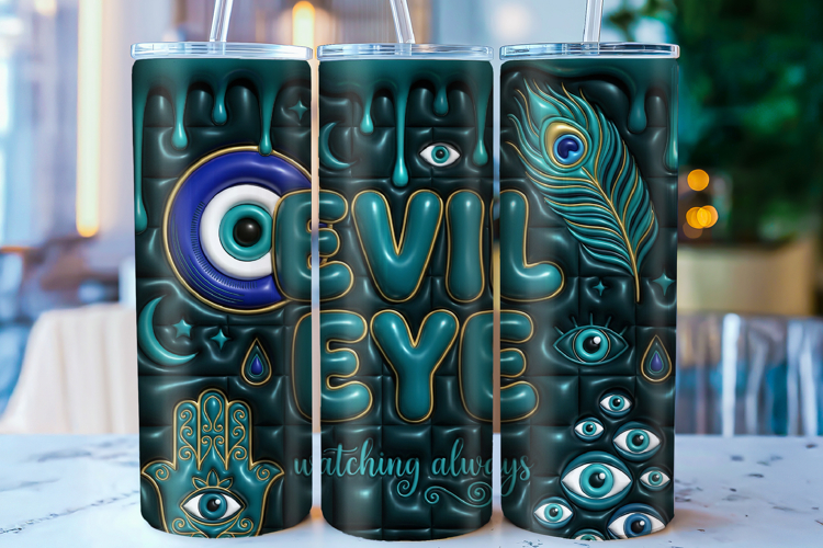 3D Inflated Evil Eye Tumbler Wrap PNG