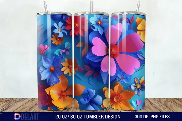 3D Floral Tumbler Wrap