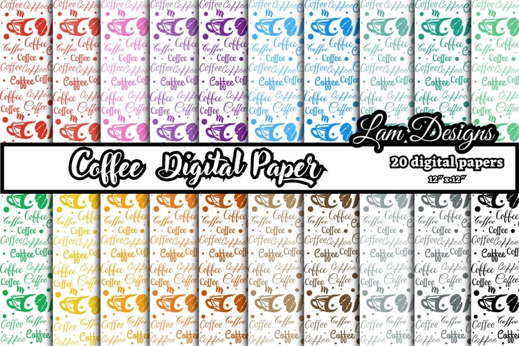 coffee digital papers, Coffee pattern, Coffee background