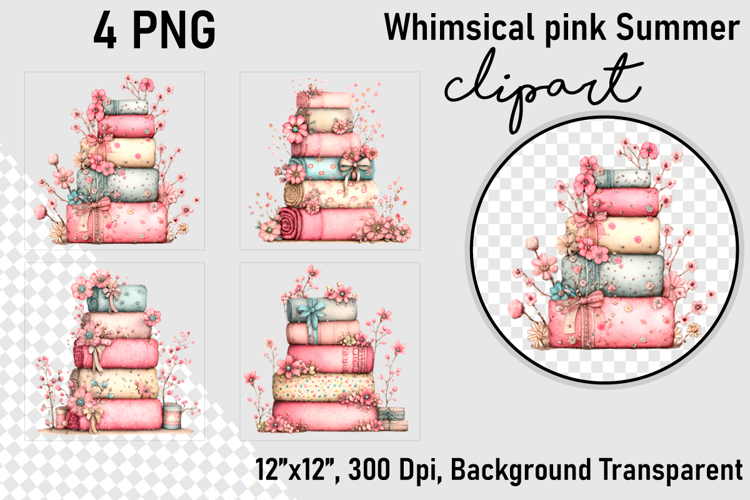 Whimsical pink Summer clipart PNG, Summer clipart
