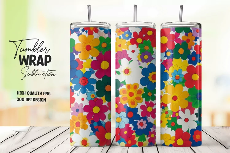 Floral Pattern Tumbler Wrap Sublimation Design