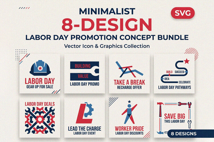 Labor Day Minimalist Promo Icon Collection example image 1