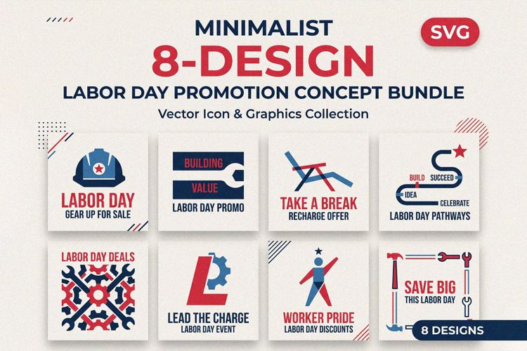 Labor Day Minimalist Promo Icon Collection