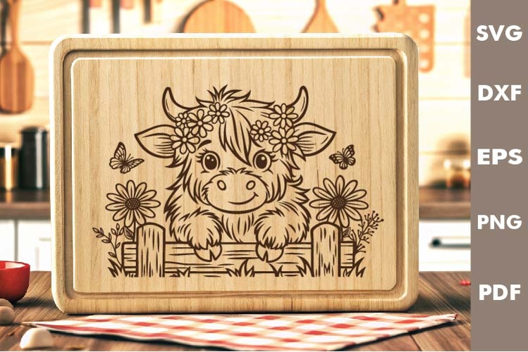 Baby Cow Design, Cutting board SVG, Laser cut SVG