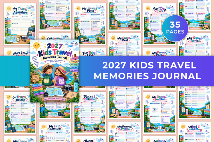 2027 Kids Travel Memories Journal Kdp interiors