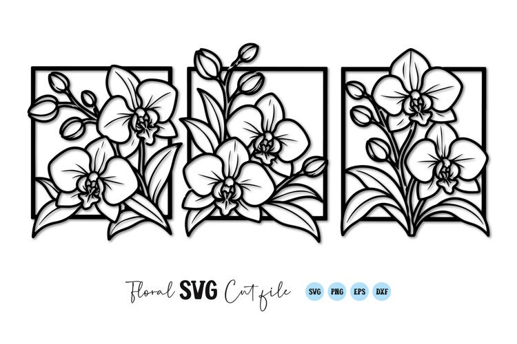 Orchid Floral Frame SVG PNG example image 1