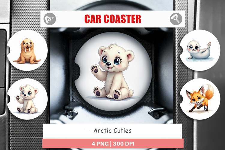 Arctic Cuties Car Coaster