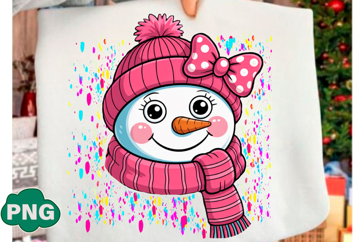 Pink Snowman PNG, Christmas PNG, Santa