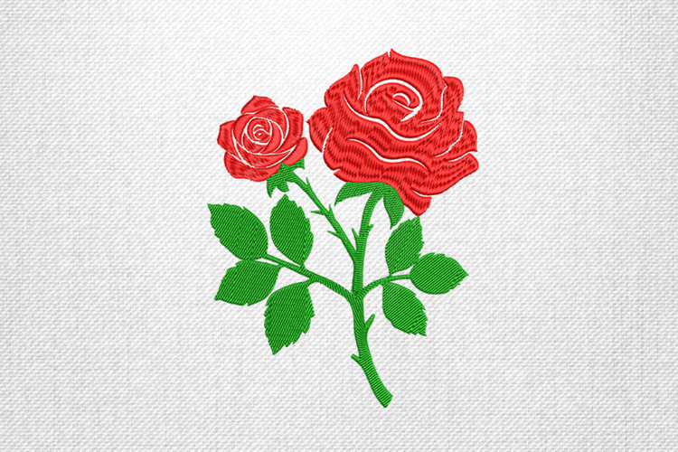 Double Red Roses Embroidery Design