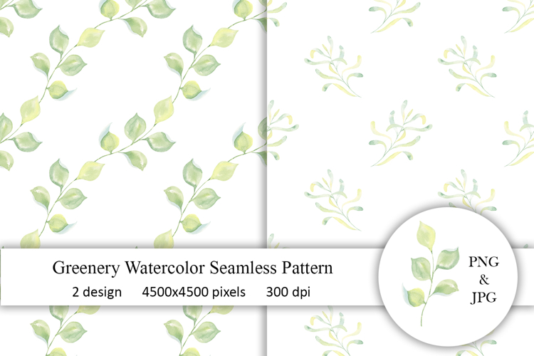 Leaves Green Seamless Pattern Watercolor Greenery Eco