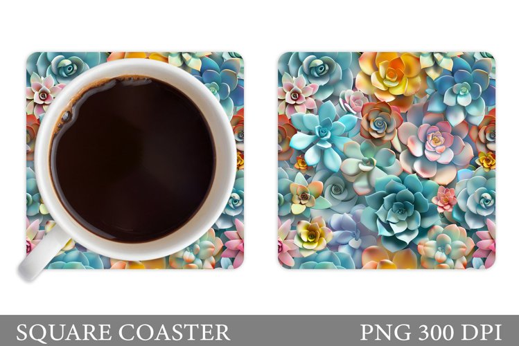 Succulents Coaster Design. Flowers Coaster Sublimation example image 1