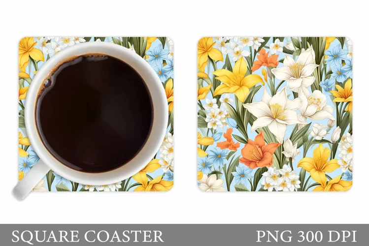 Flowers Coaster Design. Sublimation Coaster Flowers