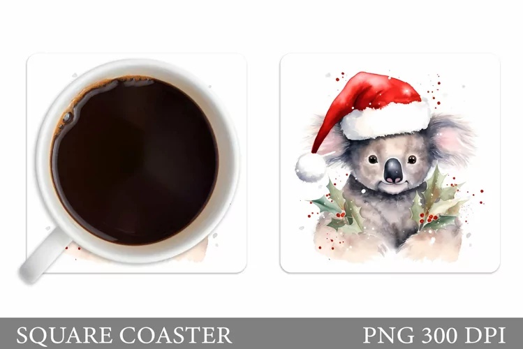 Christmas Koala Coaster. Winter Koala Coaster Sublimation