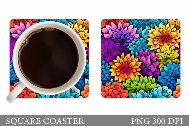 Flowers Coaster Sublimation. Flowers Coaster Design