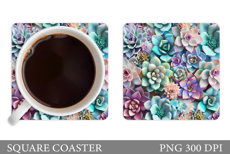 Succulents Coaster Design. Plants Coaster Sublimation