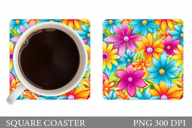 Flowers Coaster Design. 3D Flowers Coaster Sublimation
