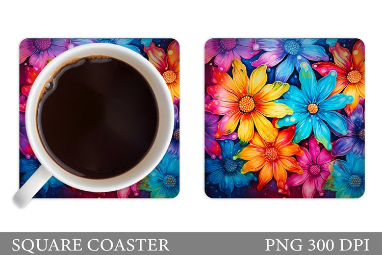 Flowers Coaster Design. Sublimation Coaster Flowers