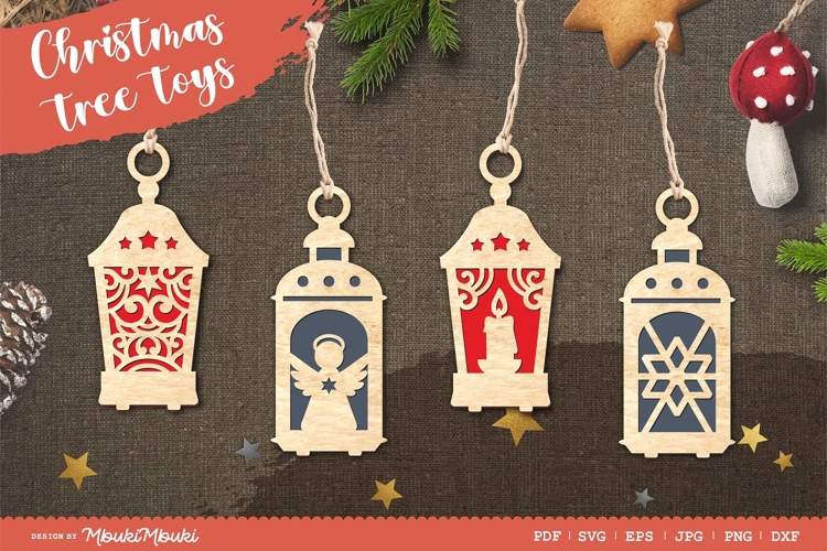 Christmas tree toy lanterns / laser cut file / SVG