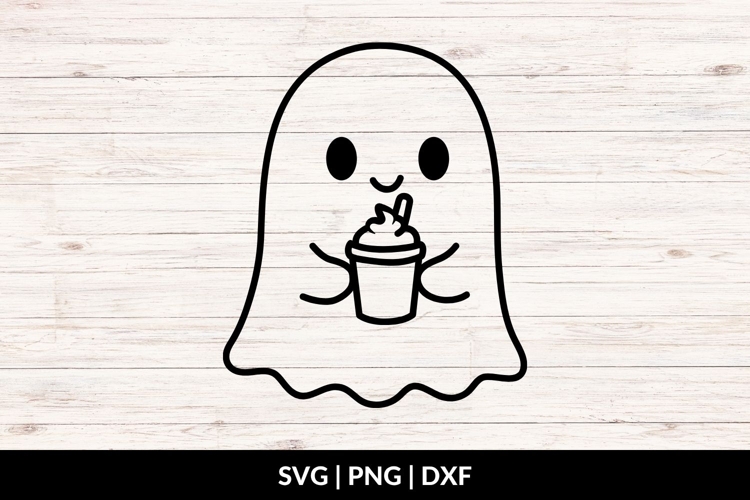 Ghost Holding Drink SVG, Halloween Ghost SVG