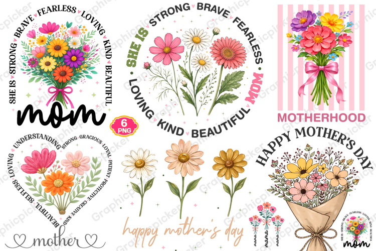 Mothers Day PNG, She is Mom PNG, Boho Mama Floral PNG, Mama