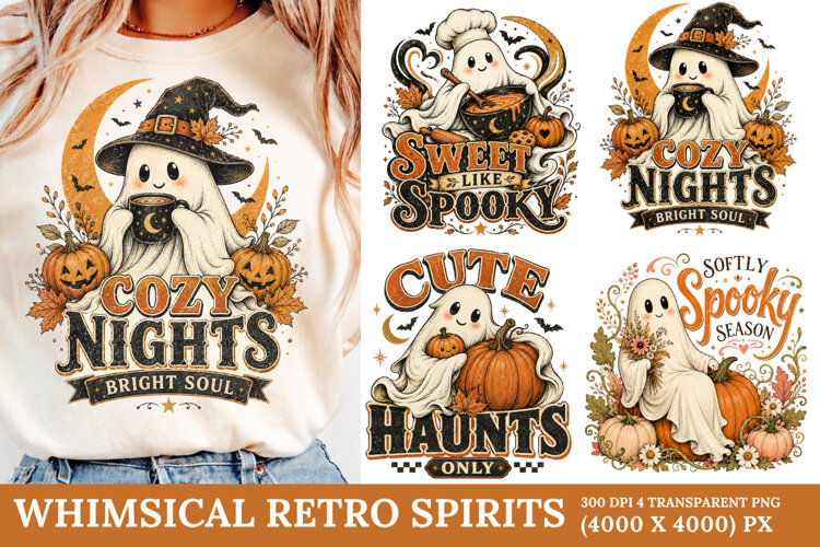 Whimsical Retro Spirits PNG example image 1