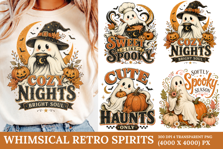 Whimsical Retro Spirits PNG