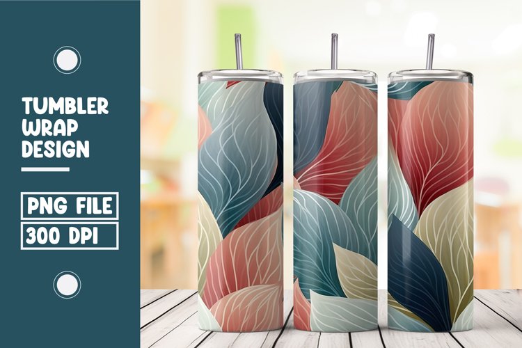 Colorful Abstract Leaves Tumbler Wrap Sublimation example image 1