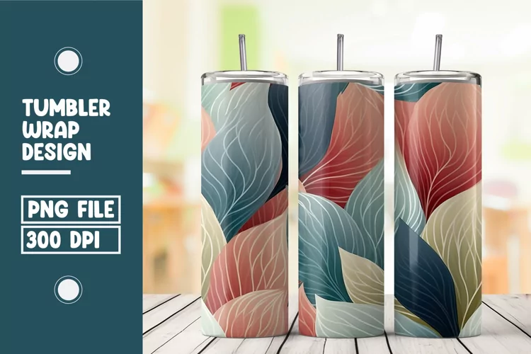 Colorful Abstract Leaves Tumbler Wrap Sublimation