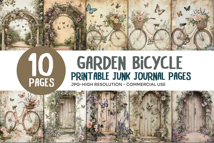 Garden Bicycle Junk Journal Pages