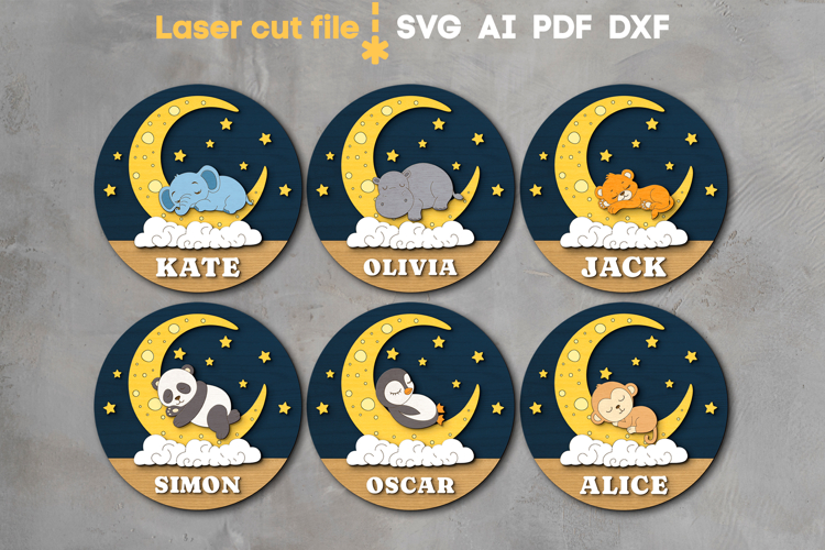 Baby Name Sign Bundle SVG laser cut files for Glowforge