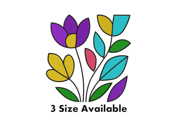 Colorful Modern Floral Embroidery Design