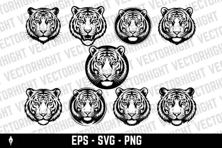 tiger head illustration isolated on white background.
