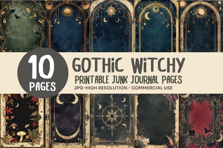 Celestial Gothic Junk Journal Pages