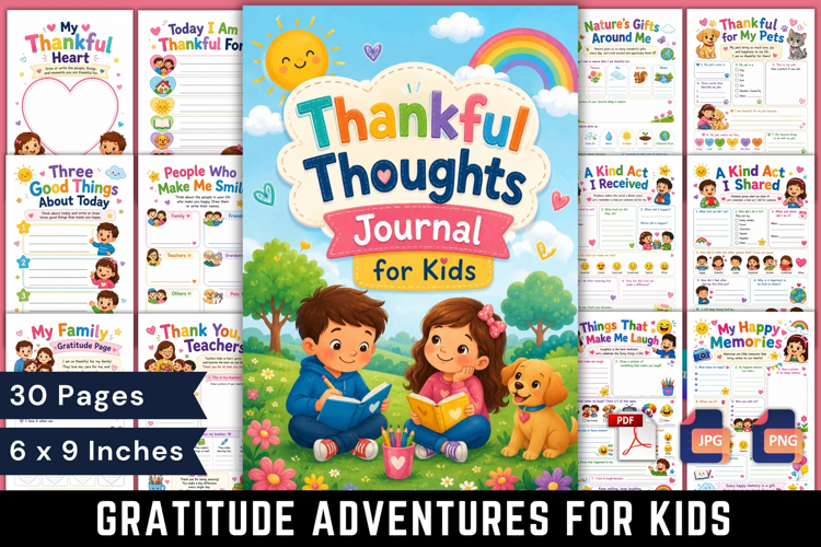 Thankful Thoughts Journal for Kids