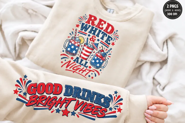 Patriotic Drinks Front Sleeve PNG, 4th of July Front Sleeve
