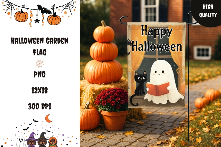 Kids Halloween Garden Flag, Halloween Welcome Flag Design
