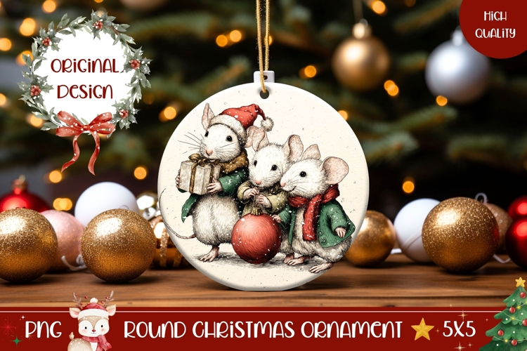 Cartoon Christmas Mouse Ornament, Christmas Ornament