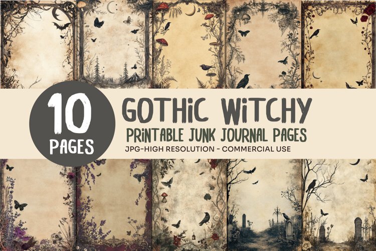 Gothic Woodland Junk Journal Pages example image 1