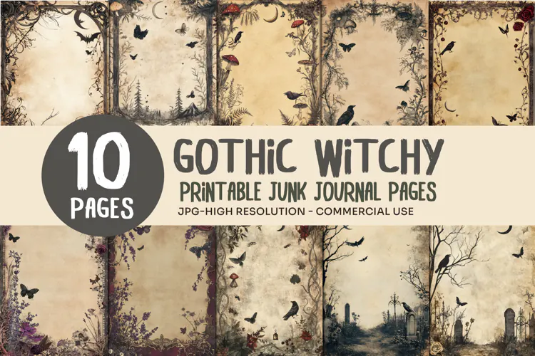 Gothic Woodland Junk Journal Pages