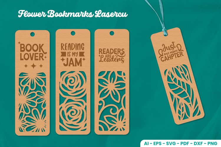 Flower Bookmarks Lasercut - Lasercut SVG example image 1
