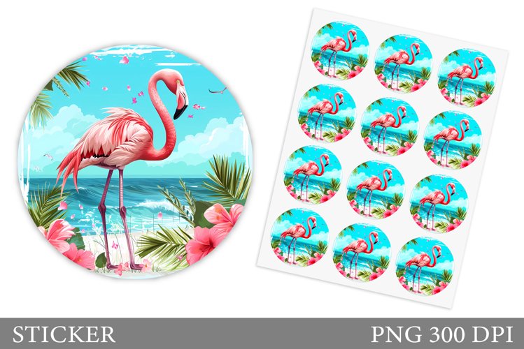 Flamingo Sticker Design. Sea Sticker Template