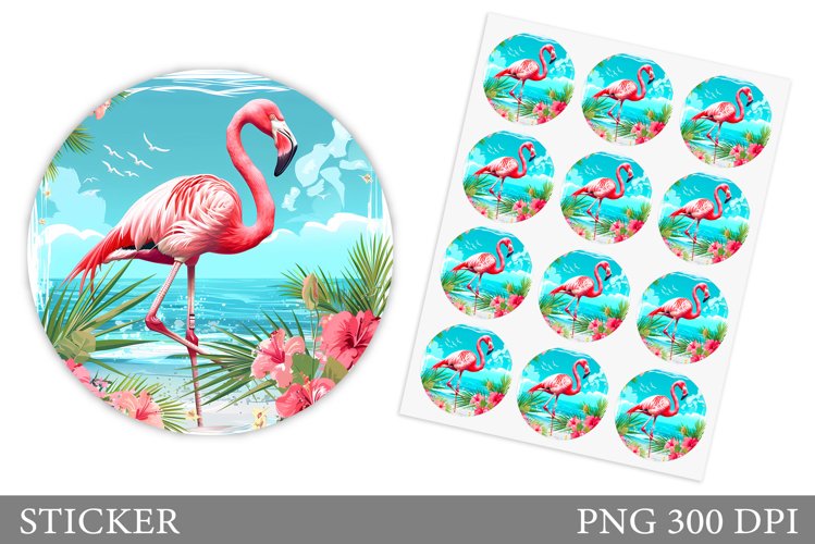 Flamingo Sticker Design. Bird Sticker Template example image 1